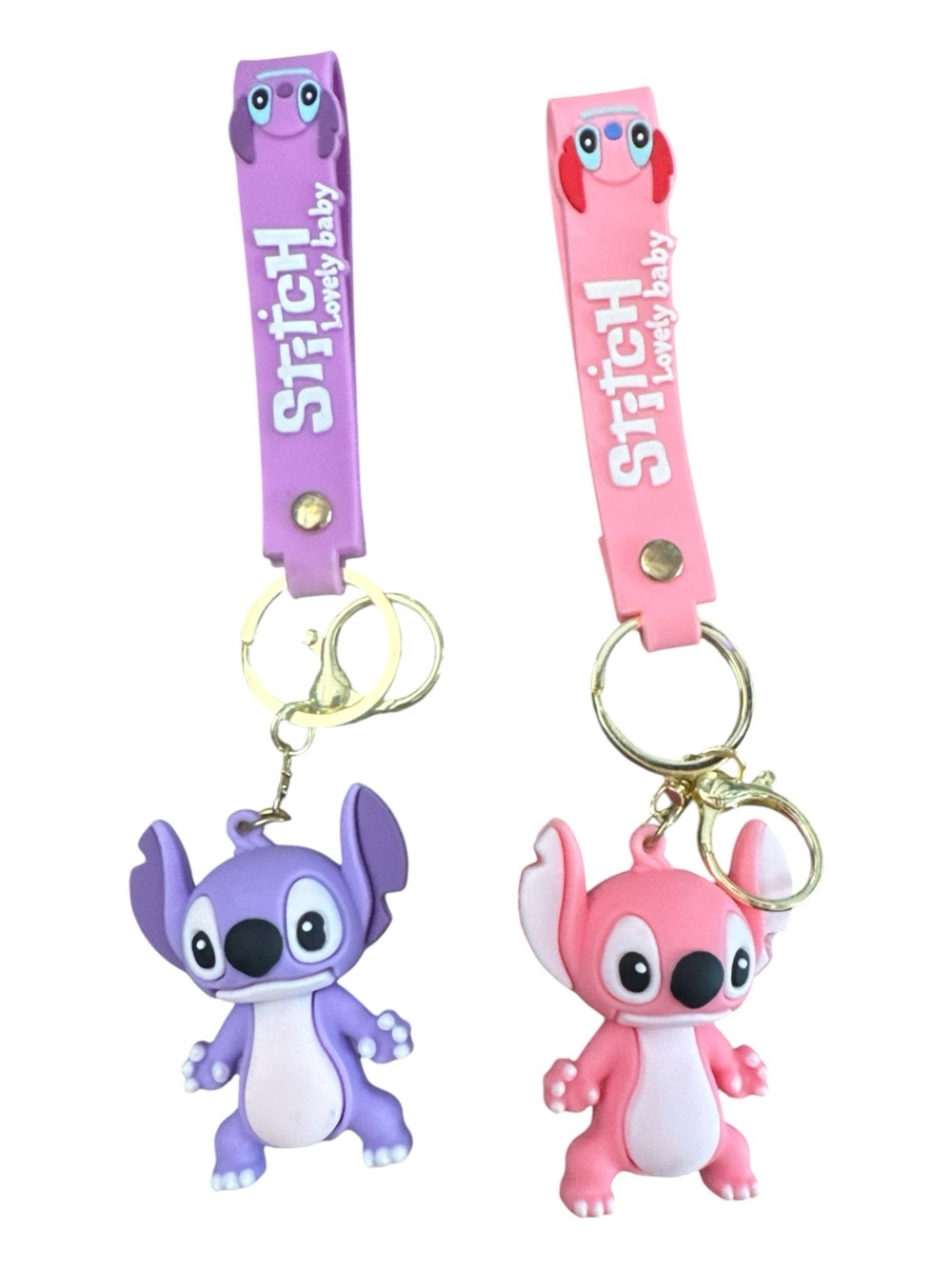 LILO and Stitch Disney Stitch Lovely Baby Pink & Purple Key Chain Bundle NWOT
